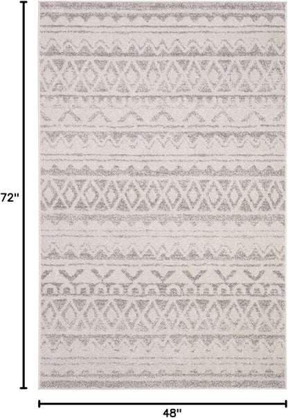SAFAVIEH Adirondack Collection Accent Rug - 4' x 6', Ivory & Grey, Moroccan Boho Distressed Design, Non-Shedding & Easy Care, Ideal for High Traffic Areas in Entryway, Living Room, Bedroom (ADR119B)