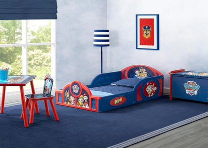 Delta Children - PAW Patrol 4-Piece Toddler Room-in-a-Box Set – Includes Sleep and Play Toddler Bed, Table, 1 Chair and Toy Box, Blue