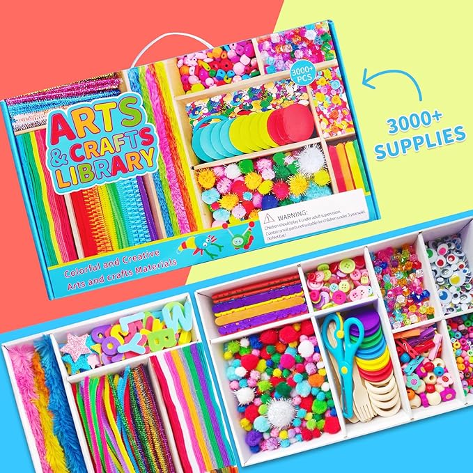 Itopstar Arts and Crafts for Kids -5000pcs+ Art Supplies Kids Art Supplies Great for School, Homeschool and Kindergarten DIY Crafting Projects-Giant Craft Box for Kids Art Supplies