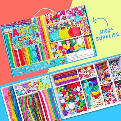 Itopstar Arts and Crafts for Kids -5000pcs+ Art Supplies Kids Art Supplies Great for School, Homeschool and Kindergarten DIY Crafting Projects-Giant Craft Box for Kids Art Supplies