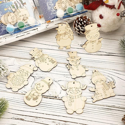 24 Pcs Winter Snowman Party Favors Wooden Painting Craft Kits Birthday Party Supplies with Organza Bag for Goodie Bags Fillers Adult Thank You Gifts