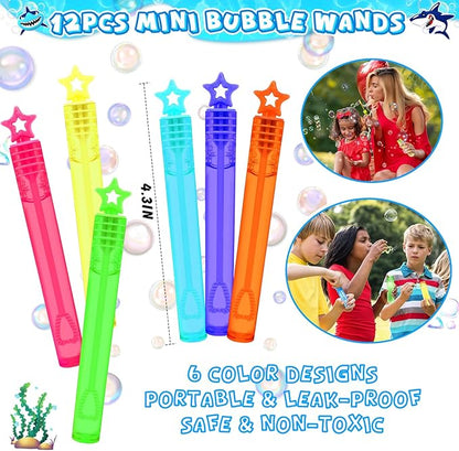 Golray 110Pcs Shark Party Favors Birthday Supplies, Straws Bubble Wands Slap Bracelet Keychain Tattoo Sticker Toy Gift Kids Boys Shark Goodie Bag Stuffer Ocean Under the Sea Party Favors