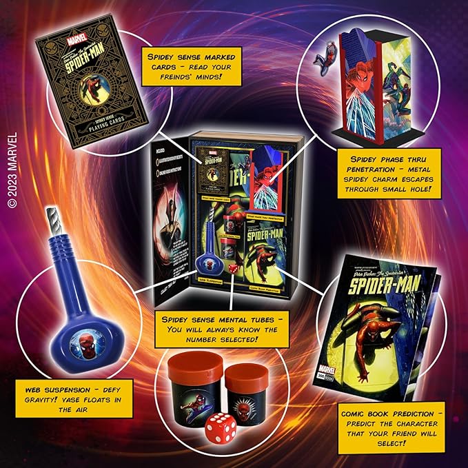 Fantasma Marvel’s Multiverse of Magic Spider-Man Magic Kit for Kids and Adults | Magic Set Packaged Inside an Oversized Comic Book Art Storage Box | Magic Show with Over 100 Magic Tricks