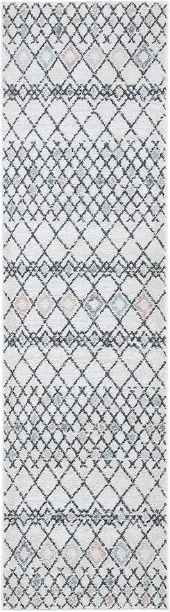SAFAVIEH Amsterdam Collection Runner Rug - 2'3" x 8', Ivory & Beige, Moroccan Boho Design, Non-Shedding & Easy Care, Ideal for High Traffic Areas in Living Room, Bedroom (AMS115A)