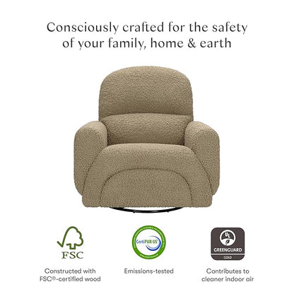 Babyletto Rainbow Recliner and Swivel Glider in Latte Teddy Loop, Greenguard Gold Certified and CertiPUR-US® Certified