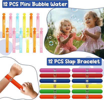 75PCS Dog Paw Party Favors Dog Paw Print Party Supplies Puppy Patrol Theme Pack Include Slap Bracelets、Paw Print Bubble Wands、Paw Stampers 、Punch Balloons、DIY Acrylic Keychain、Sticker、Goodie Bags