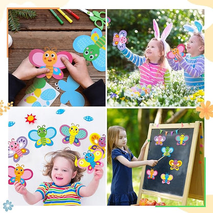 24 Set Butterfly Crafts for Kids Butterfly Paper Magnet Craft Kit with Eyes Make Your Own Spring Summer Crafts for Festival Gifts Rewards Arts Projects Butterfly Party Favors School Games