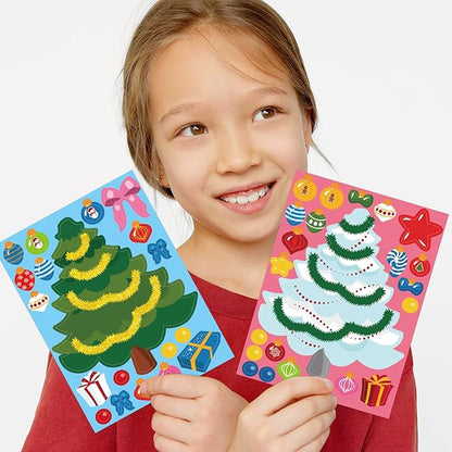 48 Pcs Christmas Tree Stickers Make A Christmas Tree Sticker Sheets for Kids Sticker Home Classroom Party Favor Art Craft School Rewards