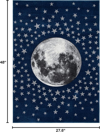 SAFAVIEH Carousel Kids Collection Accent Rug - 2'3" x 4', Navy & Grey, Non-Shedding & Easy Care, Ideal for High Traffic Areas for Boys & Girls in Playroom, Nursery, Bedroom (CRK135N)