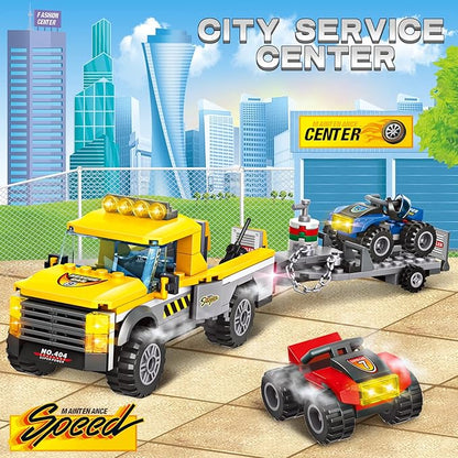 City Race Buggy Transporter Building Set,324 PCS 3 in 1 City Service Truck Cars Building Blocks Kit,STEM Vehicles Toys,Construction Playset Birthday Xmas Gifts for Kids Boys 6 7 8 9 10-Year-Old