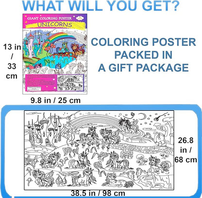 ALEX Art, Large Coloring Poster - Arts and Crafts Unicorn - Jumbo Table Coloring Sheet - Giant Coloring Posters for Kids - Creative Fun Birthday Gifts for Girls - Extra Huge Big Page Wall Size