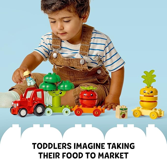 LEGO DUPLO My First Fruit and Vegetable Tractor Toy 10982, Stacking and Color Sorting Toys for Babies and Toddlers Ages 1 .5-3 Years Old, Educational Early Learning Set