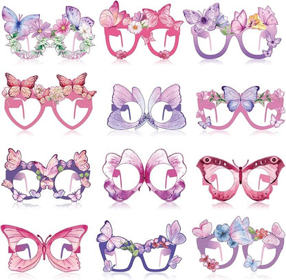 36 Pcs Butterfly Party Favors Spring Butterfly Party Decoration Butterfly Paper Eyeglasses Spring Butterfly Party Photo Props for Spring Holiday Birthday Party Supplies