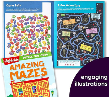 Highlights Puzzle Fun 2024 Puzzle Books for Kids Ages 6 and Up, 4-Book Set of Brain Teasers, Mazes, Word Puzzles and More Travel-Friendly Screen Free Brain-Boosting Activities