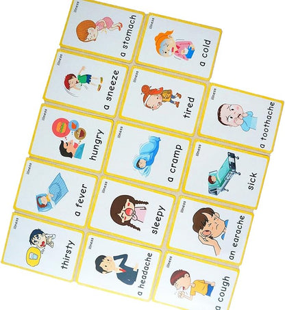 Set of(Body Parts+Illness) Flash Cards for Toddlers | Kids Learning Montessori Pocket Cards Toys | Perfect for Pre-K Decorations Background Wall Stickers,Teacher/Autism Therapists Tools