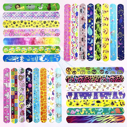 Viicoor Slap Bracelets for Kids 30 PCS Wristbands Snap Bracelet Bulk Gadget Gifts Prizes Students