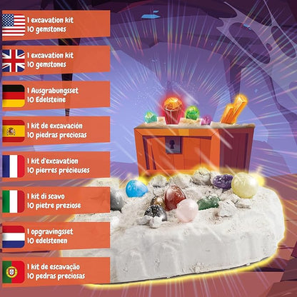 Science4you Gemstone Dig Kit for Kids – Learn About Gemstones & Archeology with This Excavation Kit, Discover All The Incredible Minerals, A Archeology Gift for Boys & Girls Age 6 7 8 9+