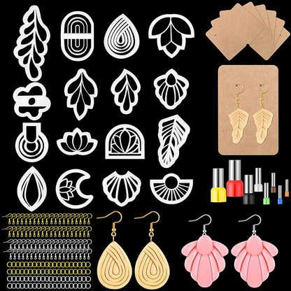 Kajaia 114 Pcs Polymer Clay Earring Cutters Bohemian Polymer Clay Cutters for Earrings Set Jewelry Making Supplies for Women Craft DIY