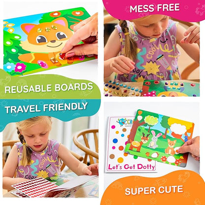 Craftikit® 10 Dot Art & Gem Art Animal Crafts for Kids Ages 3-8 - Kids Gem Painting & Dot It Sticker Art - Arts and Crafts for Kids Ages 4-8