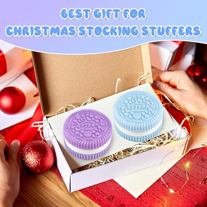 Gytera Sticky Cookie Squishies Fidget Toys Adults, Squeeze Toys Fidget Toys for Autism, Stress Balls for Adults Fidgets Birthday Easter Basket Stuffers(2 Pack Green Purple)