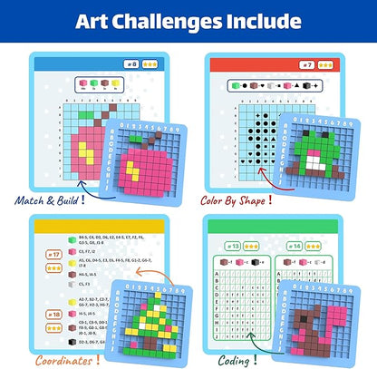 STEM Toys Pixel Art Kit for Kids - Arts and Crafts for Boys & Girls - Educational Science Kits & STEM Activities for Kids Ages 5-8-12 Gifts for 5, 6, 7, 8, 9, 10 Year Old - Brain Teasers Toy (Medium)