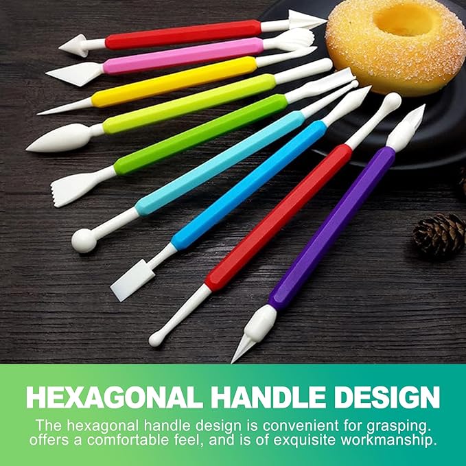slaixiu 9 Pcs Clay Sculpting & Carving Tools Kit, Double Head Pottery & Ceramic Modeling Set for Air Dry Clay, Lippan Art Material for Kids & Adults DIY Crafts