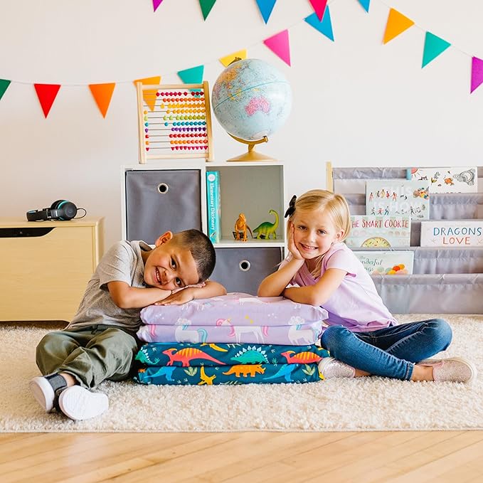 Wildkin Kids Nap Mat Cover for Boys & Girls, Sewn-in Flap Design Rest Mat Cover, Perfect for Preschool and Daycare, Fits Our Vinyl Nap Mat up to 1.5 Inches Including Basic Sleep Mat (Robots)