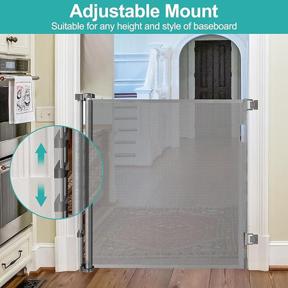 42 Inch Extra Tall Baby Gate for Kids 55" Wide Retractable Baby Gates Extra Tall Retractable Dog Gates for The House Extra Tall Pet Gate Extra Tall Dog Gate Tall Baby Gate for Stair Tall Mesh Dog Gate