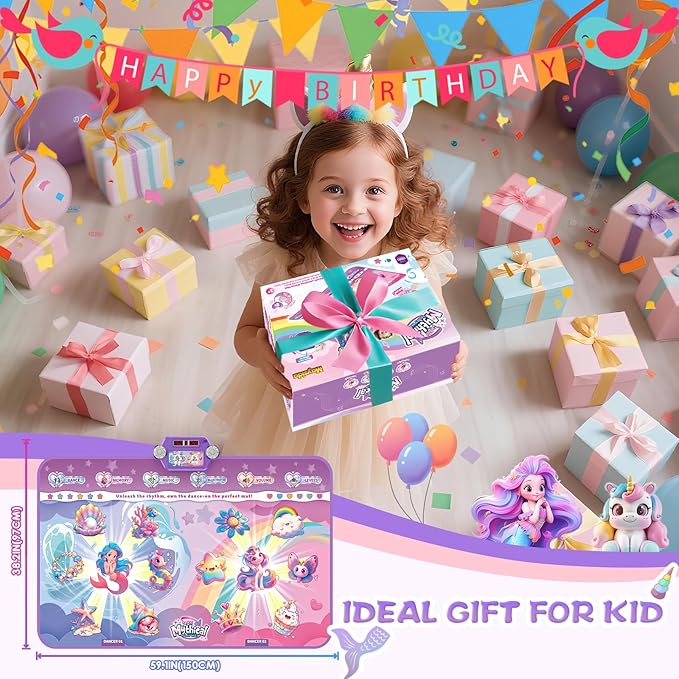 maysida Kids Dance Mat Toy, Dancing Music Mat with 1 & 2 Player Mode, Large Size (59 * 38 in), Birthday for 3 4 5 6 7 8 Year Old Girls Toddlers