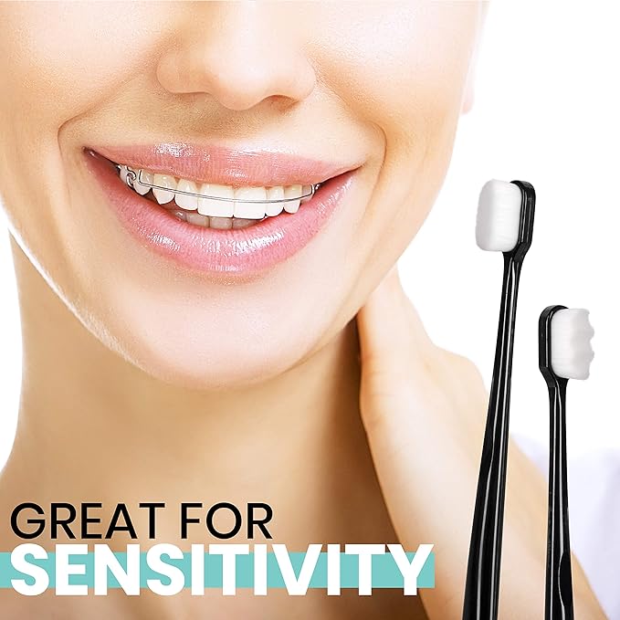 Lingito Extra Soft Toothbrush, 8 Pack, Manual, Nano Bristles, Deep Cleaning for Sensitive Gums, Adults