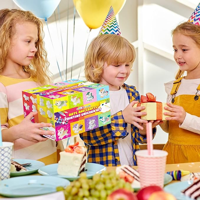 SpringFlower Unicorn Gift Toys for 3 4 5 6 7 8 Years Old Girls - Unicorn Arts and Crafts Painting kit Including 8 Cute Looking Unicorn Figures, DIY Creative Christmas Gift for Kids