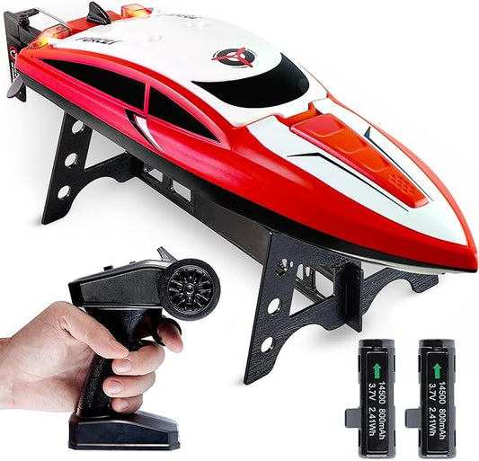 Force1 Velocity Red Fast RC Boat- Remote Control Boats for Adults and Kids, Underwater Speed Racing Mini RC Toy for Pools and Lakes, 2.4GHZ Transmitter, 2 Rechargeable Batteries, Low Battery Alert