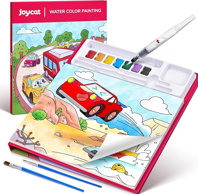 JoyCat Paint with Water Coloring Books for Toddlers, Watercolor Painting Sets for Kids Ages 3-5 4-8, Arts and Crafts Drawing Activities Toy Birthday Gifts for Boys Girls (Transportation)