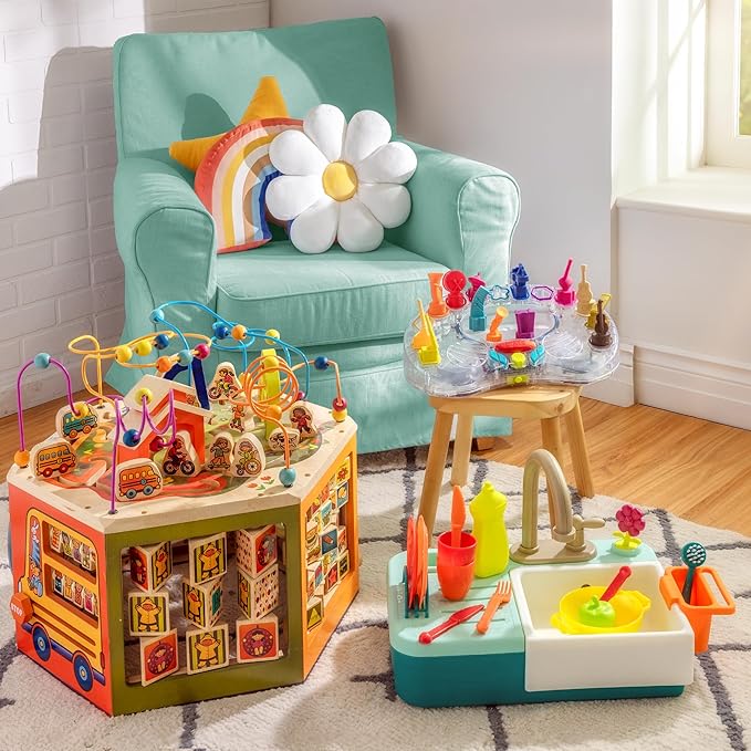 B. toys- Youniversity- Wooden Activity Cube – Developmental Learning Center – Toys for Toddlers, Kids – Alphabet, Numbers, Shapes – 12 Months +