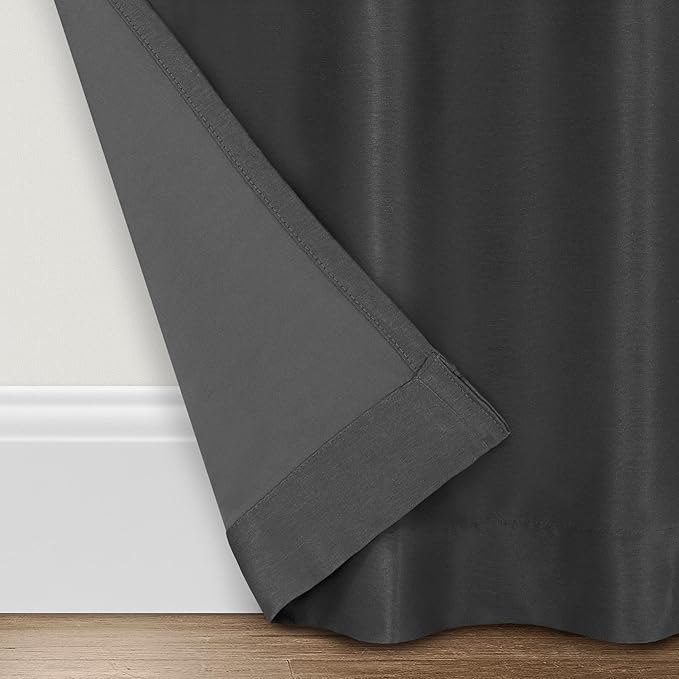 Eclipse Fresno Modern Blackout Thermal Rod Pocket Window Curtain for Bedroom (1 Panel), 52 in x 95 in, Charcoal (Pack of 5)