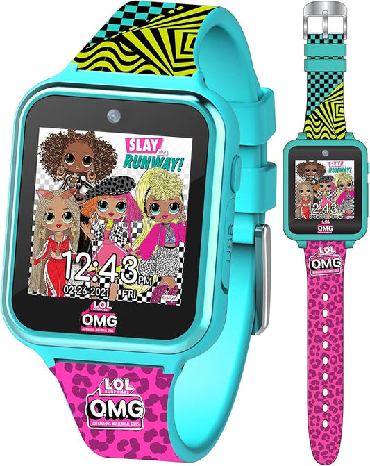 LOL Surprise OMG Kids Interactive Smart Watch with Camera, Games, Voice Recorder, Step Counter, 10 Stylish Watch Faces, Alarm, Timer, and Calculator - Trendy Fun Watch for Kids