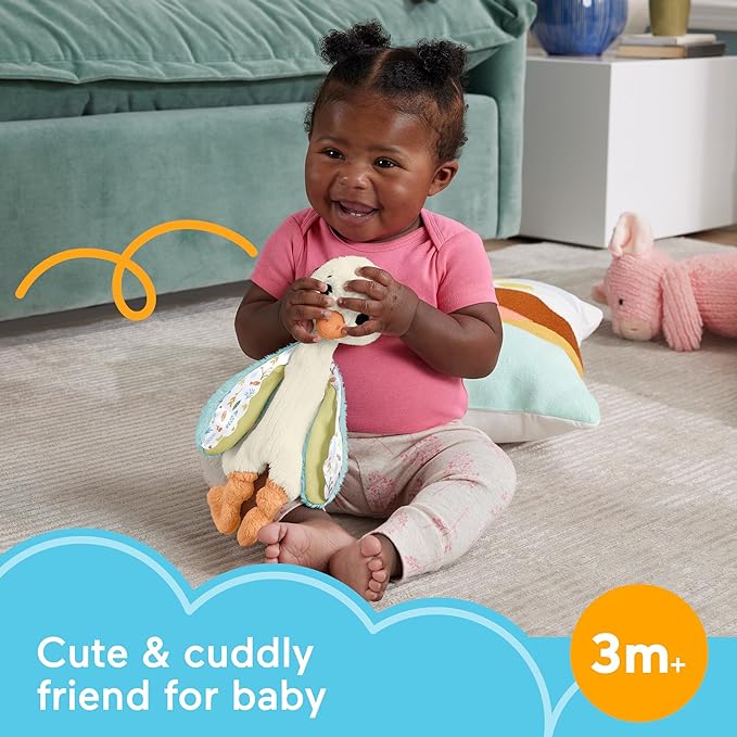 Fisher Price Baby Sensory Toy Snuggle Up Goose Plush with Jingle Sounds for Developmental Play Newborns Ages 3+ Months