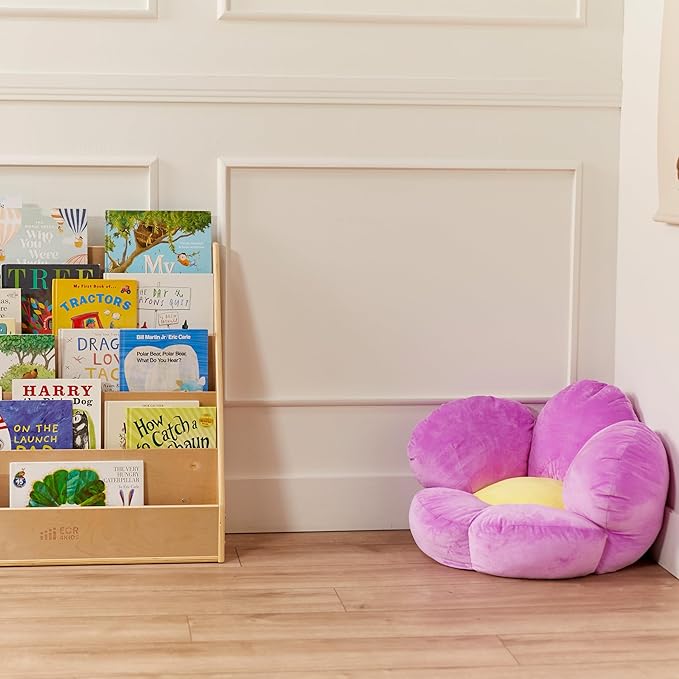 ECR4Kids SoftZone Flower Cozy Cushion Floor Pillow, Bright Purple