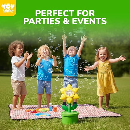 TOY Life Daisy Bubble Machine with LED Lights and Music, Automatic Bubble Maker for Indoor Outdoor Birthday Parties, Easter, Wedding, Portable Battery Operated Bubbles Blower Gift for Girls Boys