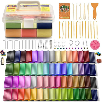 Aestd-ST Polymer Clay 60 Colors, Modeling Clay for Kids DIY Starter Kits, Oven Baked Model Clay, Non-Sticky,with Sculpting Tools, Holiday Gift for Children and Artists.