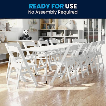 Flash Furniture HERCULES Kids White Resin Folding Chair with White Vinyl Padded Seat