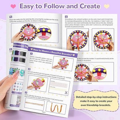Bracelet Making Kit for Girls, Friendship Bracelet Kit Birthday Gifts for Girls Ages 6 7 8 9 10 11 12 Year Old, Arts and Crafts for Teen Kids 8-12, DIY Jewelry Bracelets Tool String Maker Toys Set