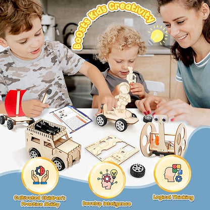 MOVINPE Valentines Day Gifts for Kids School Classroom - 24 Sets Stem Kits with Valentines Cards, Wood Craft Science Kit Valentine Exchange Gifts Space Theme Class Prizes Bulk for Boys Girls