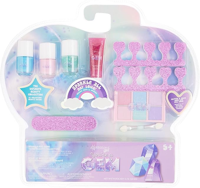 Expressions 8pc Makeup Set - "You're A Gem" Beauty Kit - Ultimate Kids Cosmetics Set Beauty Collection Starter Cosmetics For Girls