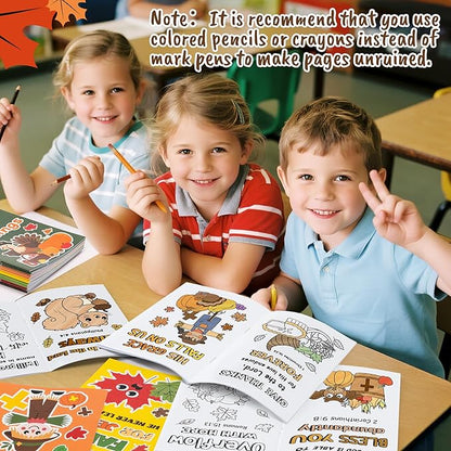 Dvbonike 24Pcs Fall Bible Coloring Books - Christian Religious DIY Color-in Pages Booklet Bulk Drawing Thanksgiving Autumn Activity Party Supplies for School Classroom Rewards Artwork Gift for Kids