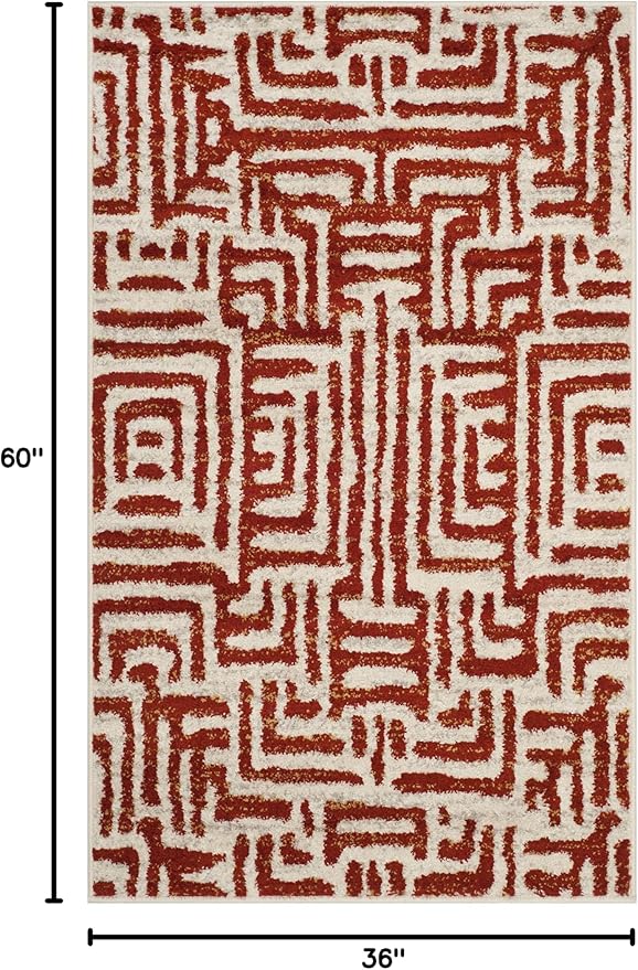 SAFAVIEH Amsterdam Collection Accent Rug - 3' x 5', Ivory & Terracotta, Modern Abstract Design, Non-Shedding & Easy Care, Ideal for High Traffic Areas in Entryway, Living Room, Bedroom (AMS106B)