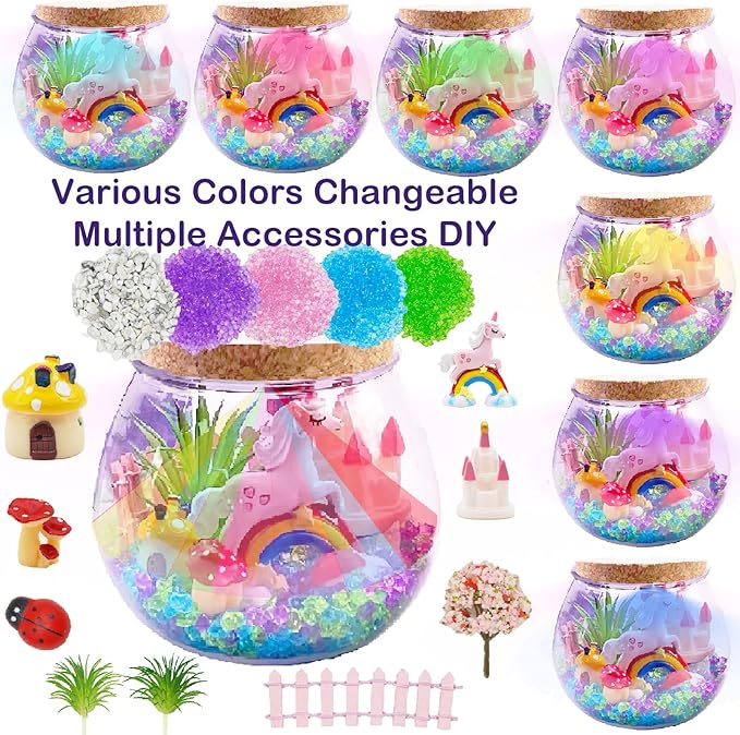 Unicorn Terrarium Kit for Kids, DIY Unicorns Toys for Girls, Light Up Unicorn Arts and Crafts Toys for Girls Age 4 5 6 7 8-12 Year Old, Unicorn Birthday and Christmas Gifts