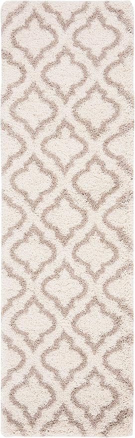 SAFAVIEH Hudson Shag Collection Runner Rug - 2'3" x 14', Ivory & Beige, Moroccan Design, Non-Shedding & Easy Care, 2-inch Thick Ideal for High Traffic Areas in Living Room, Bedroom (SGH284D)