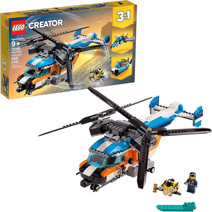 LEGO Creator 3in1 Twin Rotor Helicopter 31096 Building Kit (569 Pieces)