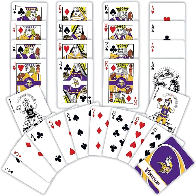 MasterPieces - NFL Playing Cards, Officially Licensed Minnesota Vikings Football Deck, Family Games for Adults and Kids, Standard Index